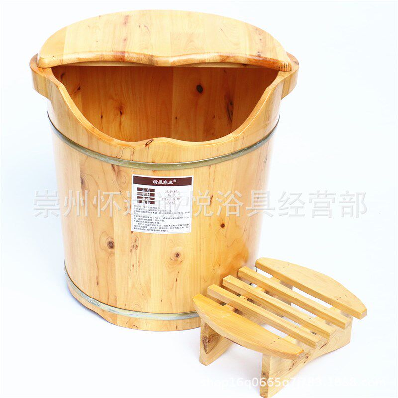 40cm高香柏木w口加盖凳泡脚桶足浴盆洗脚木桶厂家直供木制品