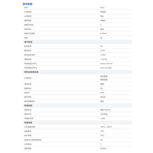 WAIN/唯恩 M12-FC05A-T-D8-SH 1630054202501 4A5针 母头 连接器