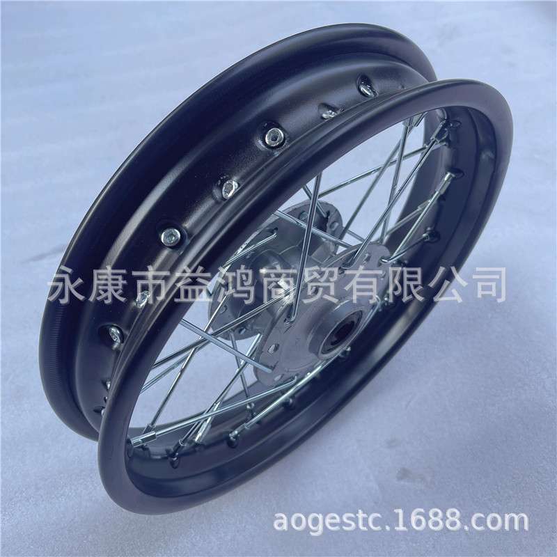 110CC摩托小中高赛阿波罗越野车配件120/70-12寸前轮圈钢丝铁轮毂