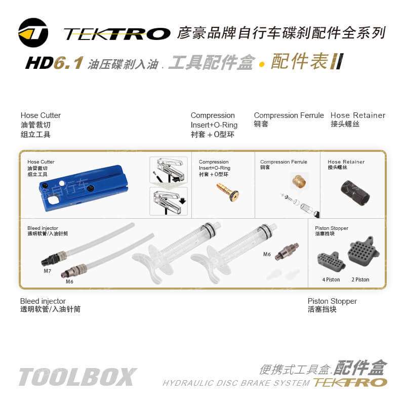 TEKTRO彦豪油刹/HD6.3/油压碟剎入油配件盒/油管裁切工具/入油针
