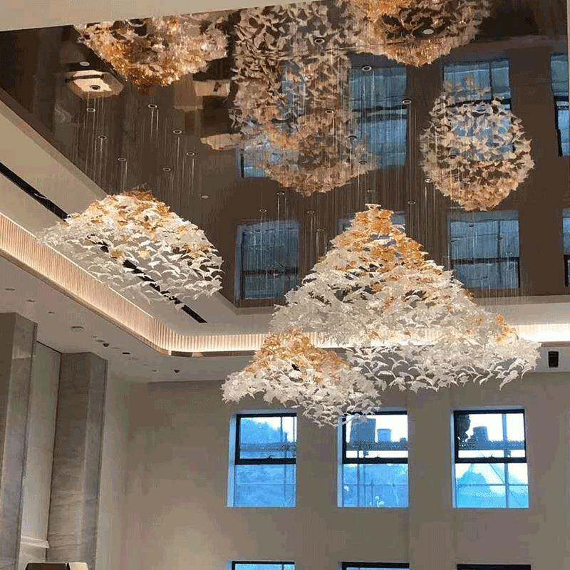 枫叶造型挂件吊线灯酒店大堂非标工程灯婚礼堂大吊灯婚庆吊灯具