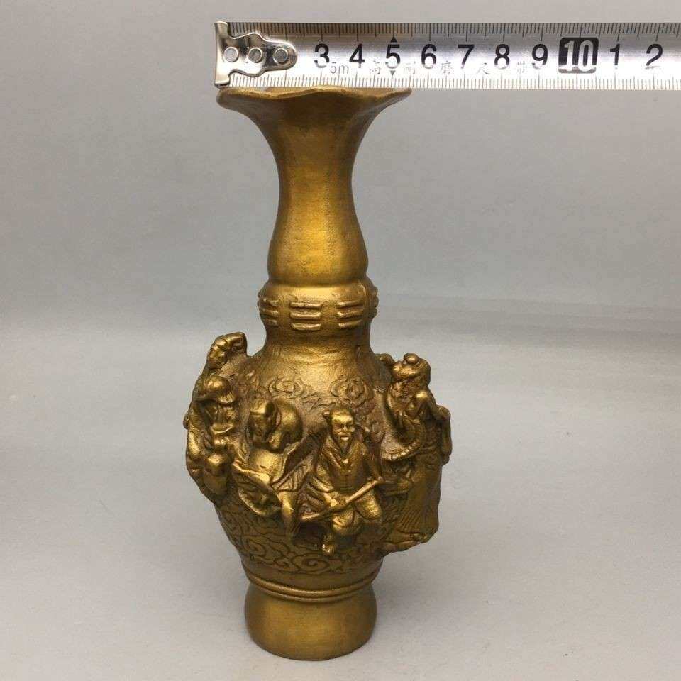 铜器八仙花瓶铜八仙过海家居蜡台摆件工艺品摆件