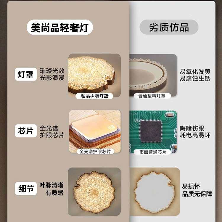 中古风卧室灯实木吸顶灯简约现代主卧美式复古全光谱护眼卧室灯具