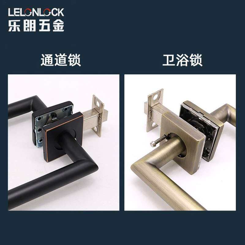 跨境不锈钢304美式门锁方形卫生间执手锁无钥匙单舌房门锁通道锁