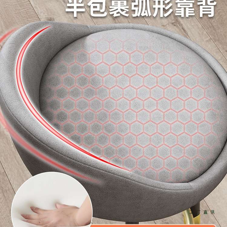 奶茶店吧台椅子铁艺金属椅座酒吧凳简约旋转高脚凳吧台靠背圆凳子