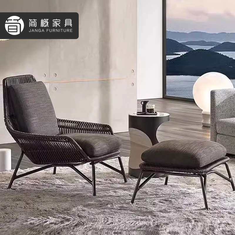 户外别墅庭院沙发椅花园躺椅脚踏茶几组合露台桌椅阳台休闲藤椅