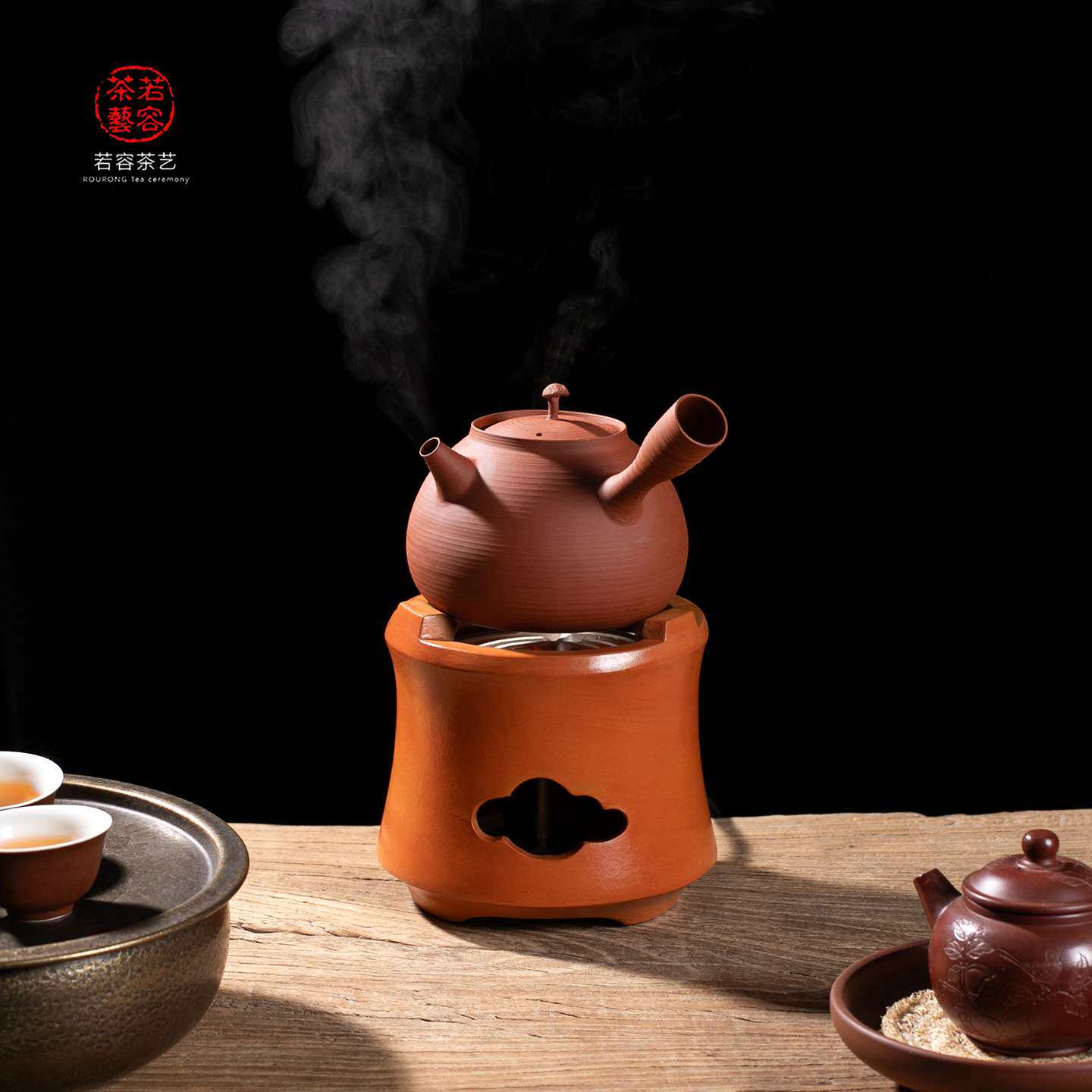 闽西副榜红泥电热茶炉复古围炉煮茶器工夫茶烧水壶粗陶耐干烧炭炉