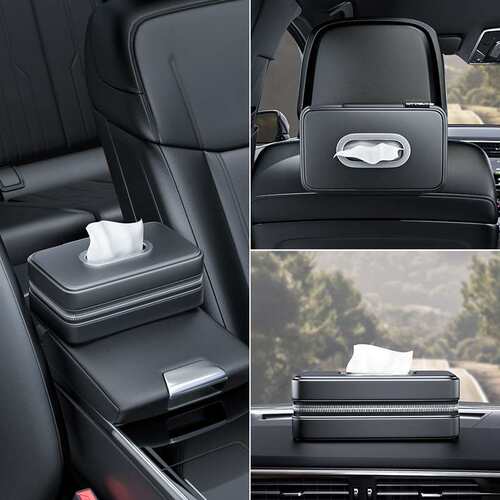 Car Tissue Holder - Multi-fun Leather Sunshade Organizer