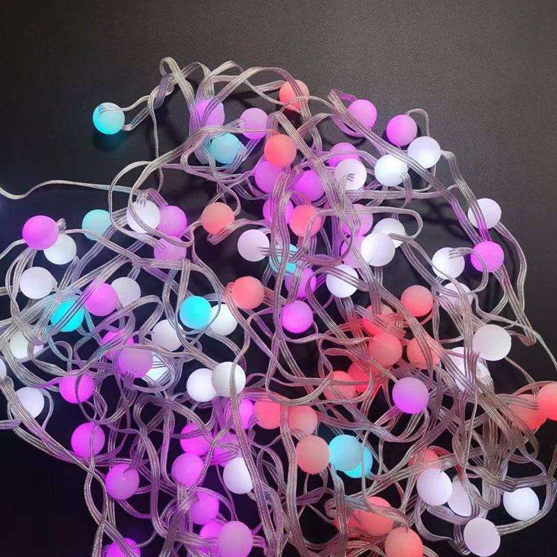网红声控串串灯幻彩跑马流水灯串 轻量化LED户外防水RGB氛围灯