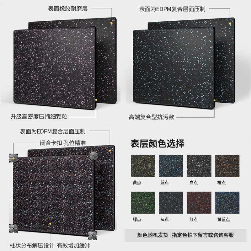 亿迈功能性塑胶地垫健身房地垫杠铃垫子隔音减震垫橡胶运动地板垫
