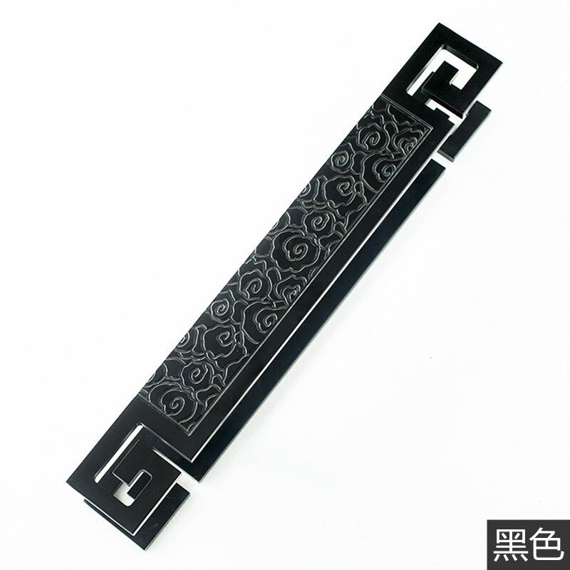 中式仿古祥云雕刻拉手 玻璃门实木门把手 酒店别墅大拉手黑色把手