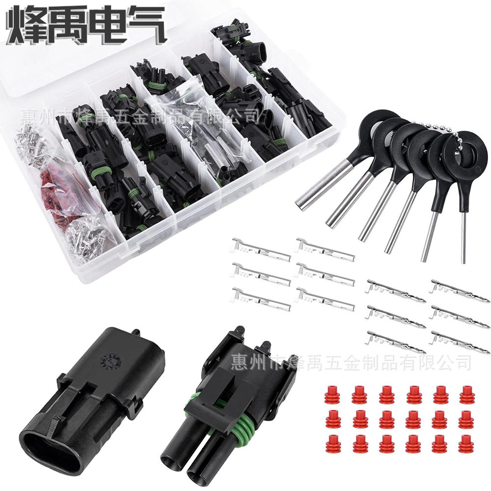 德尔福2P防水公母连接器套件