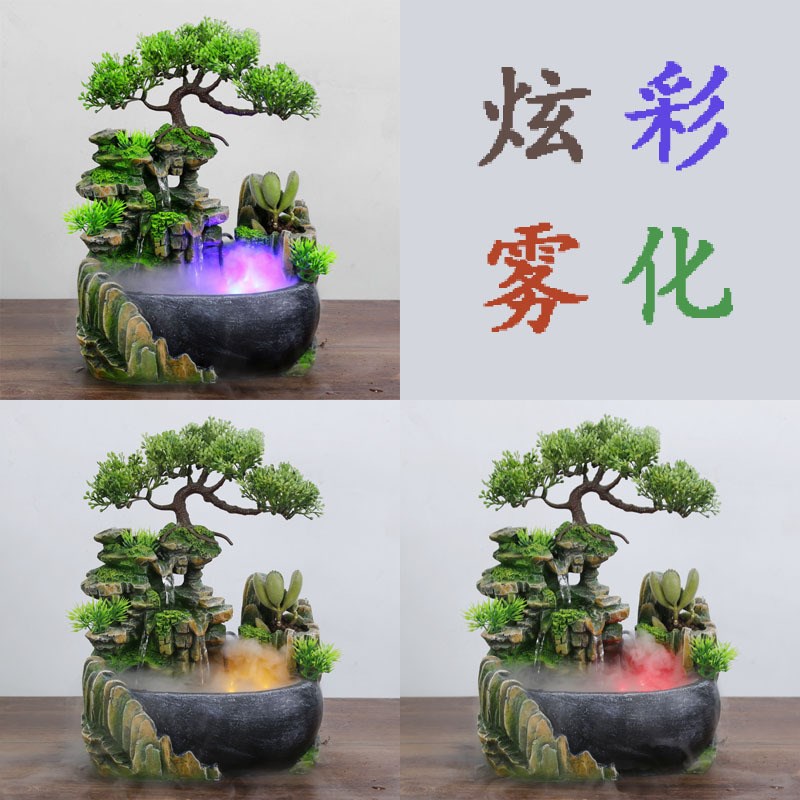 厂家货源义乌小商品树脂工艺品小假山流水摆件创意微景观L20