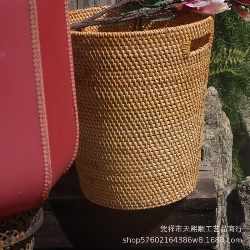 越南老工匠手艺 越南秋藤纯手工编织酒店专用脏衣篮孩子玩具收纳