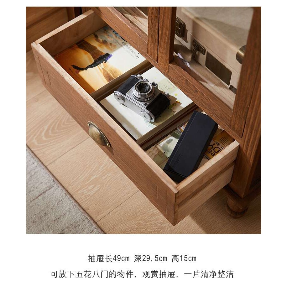美式实木五斗柜复古储物柜带门客厅收纳柜子地中海餐边柜小型酒柜