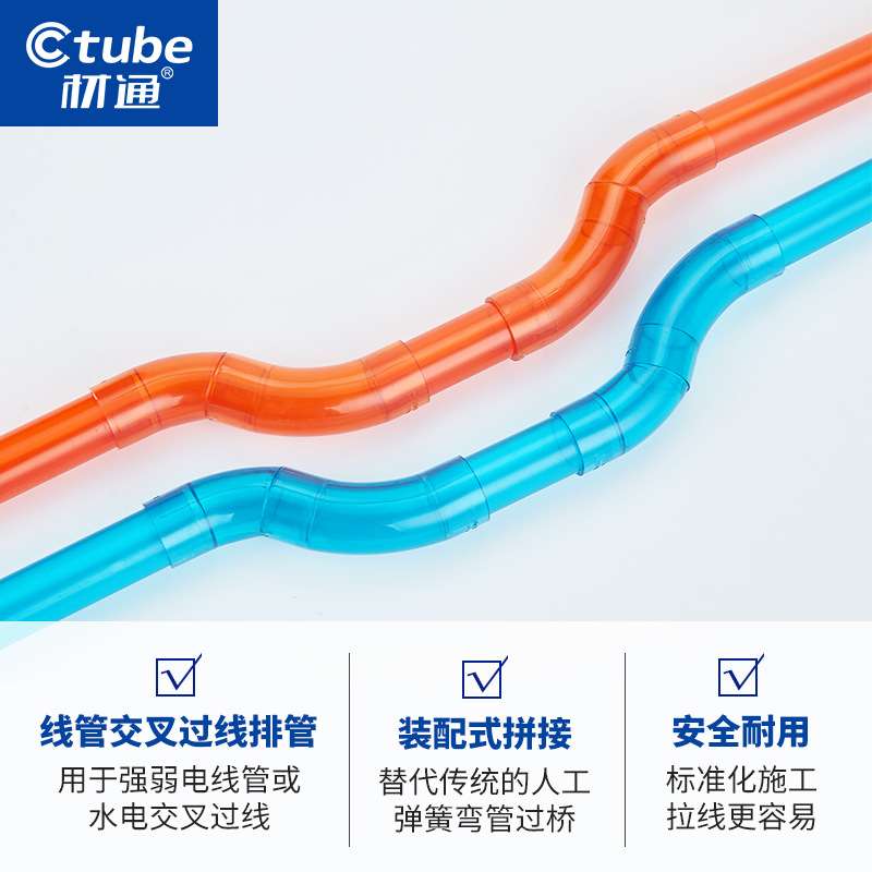 材通透明pvc过桥弯 3分管弯通360度接头 45度4分管穿电线管弯头