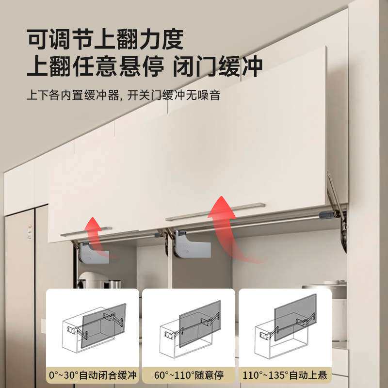 橱柜上翻门支撑器上翻平移橱柜门垂直缓冲升降支撑杆任意停气撑杆
