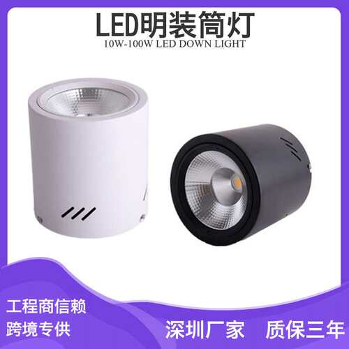 户外走廊雨棚灯30W40W50W60W明装筒灯/吊链式安装led大功率筒灯