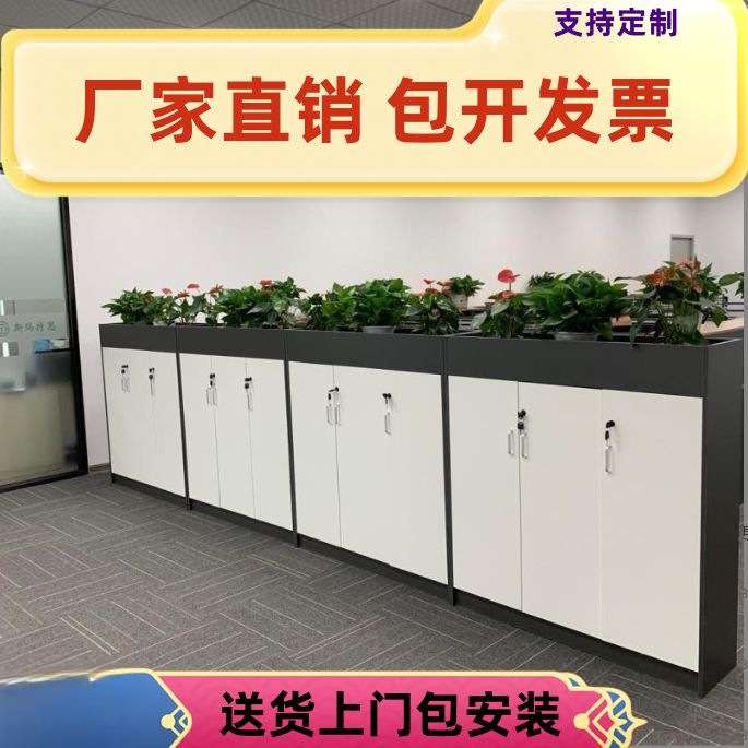 办公室文件柜半墙隔断柜置物架柜子屏风花槽柜矮柜餐厅围栏双面柜图片