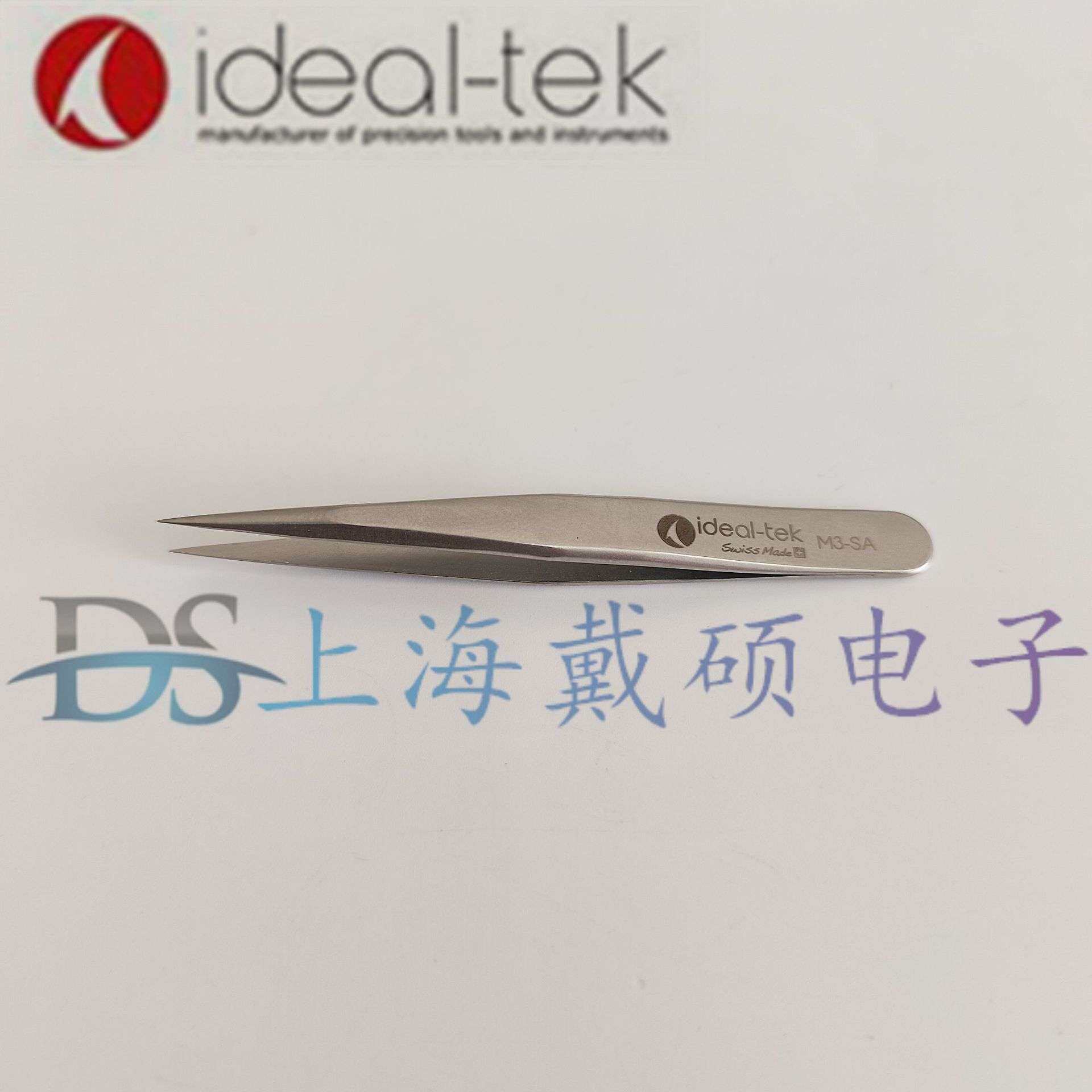 瑞士 ideal-tek M3.SA 短柄不锈钢尖头镊子 微电子组装精细镊子