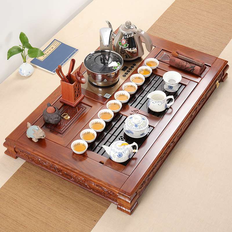 厂家直销花梨实木茶盘茶台茶具套装一体全自动电磁炉整套家用组合