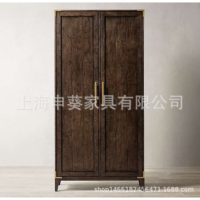 美式乡村简约实木轻奢餐柜橱柜复古经典双门储物柜餐厅别墅样板房