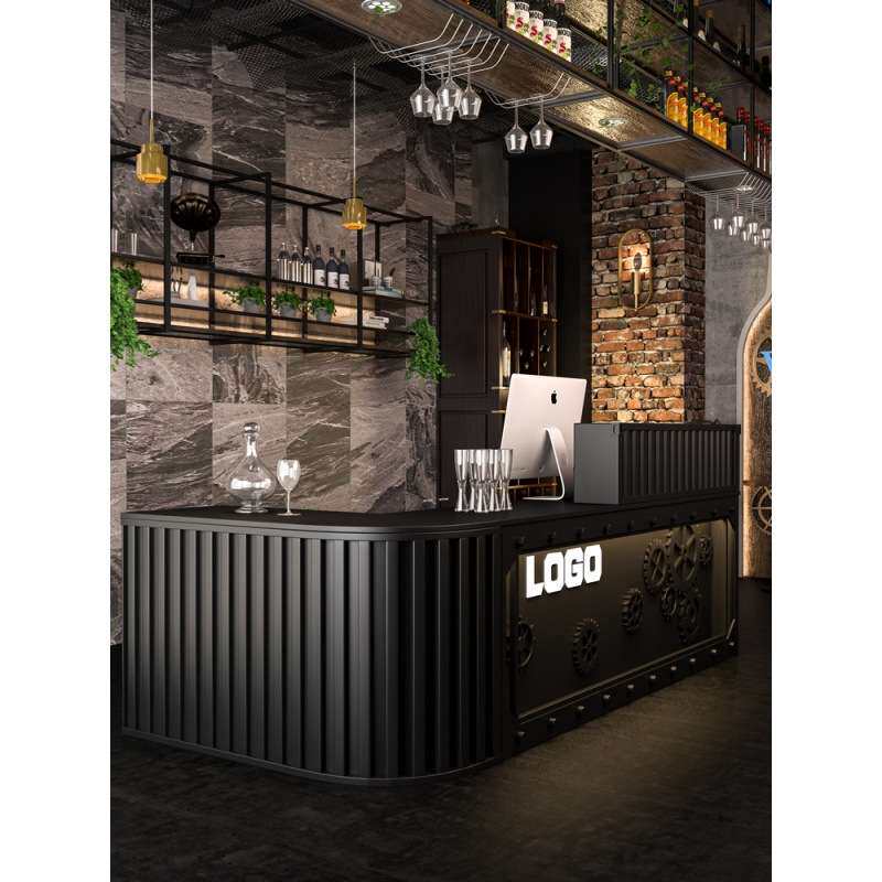 loft工业风入户吧台收银台金属复古怀旧酒吧台服装店柜台接待前台