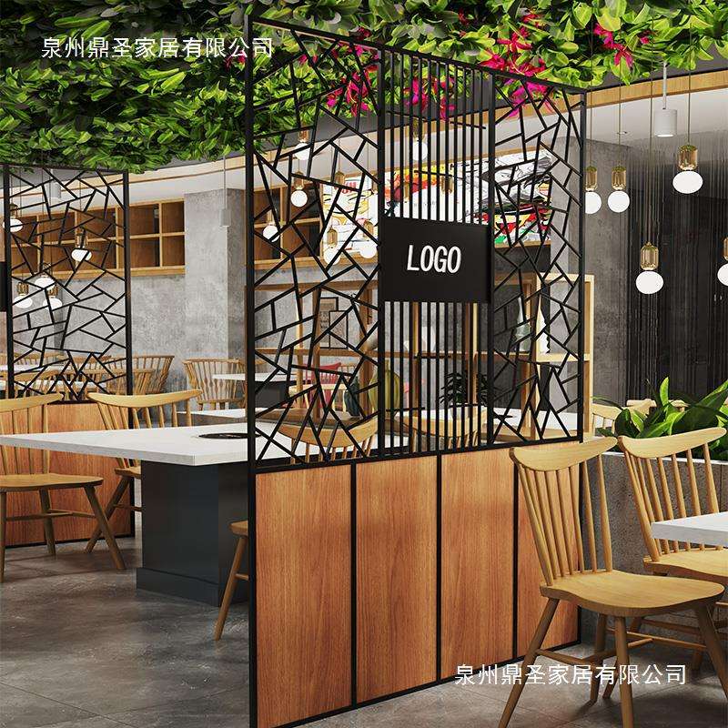 现代北欧铁艺屏风 餐厅饭店隔断屏风 酒店咖啡厅酒吧卡座装饰栅