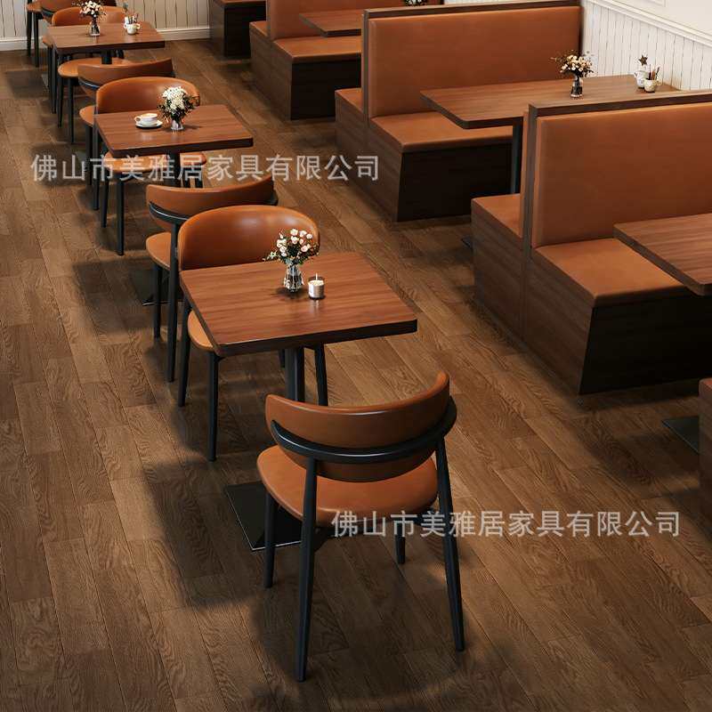 西餐厅卡座沙发复古餐厅奶茶甜品咖啡店实木餐椅酒吧酒馆餐桌商用