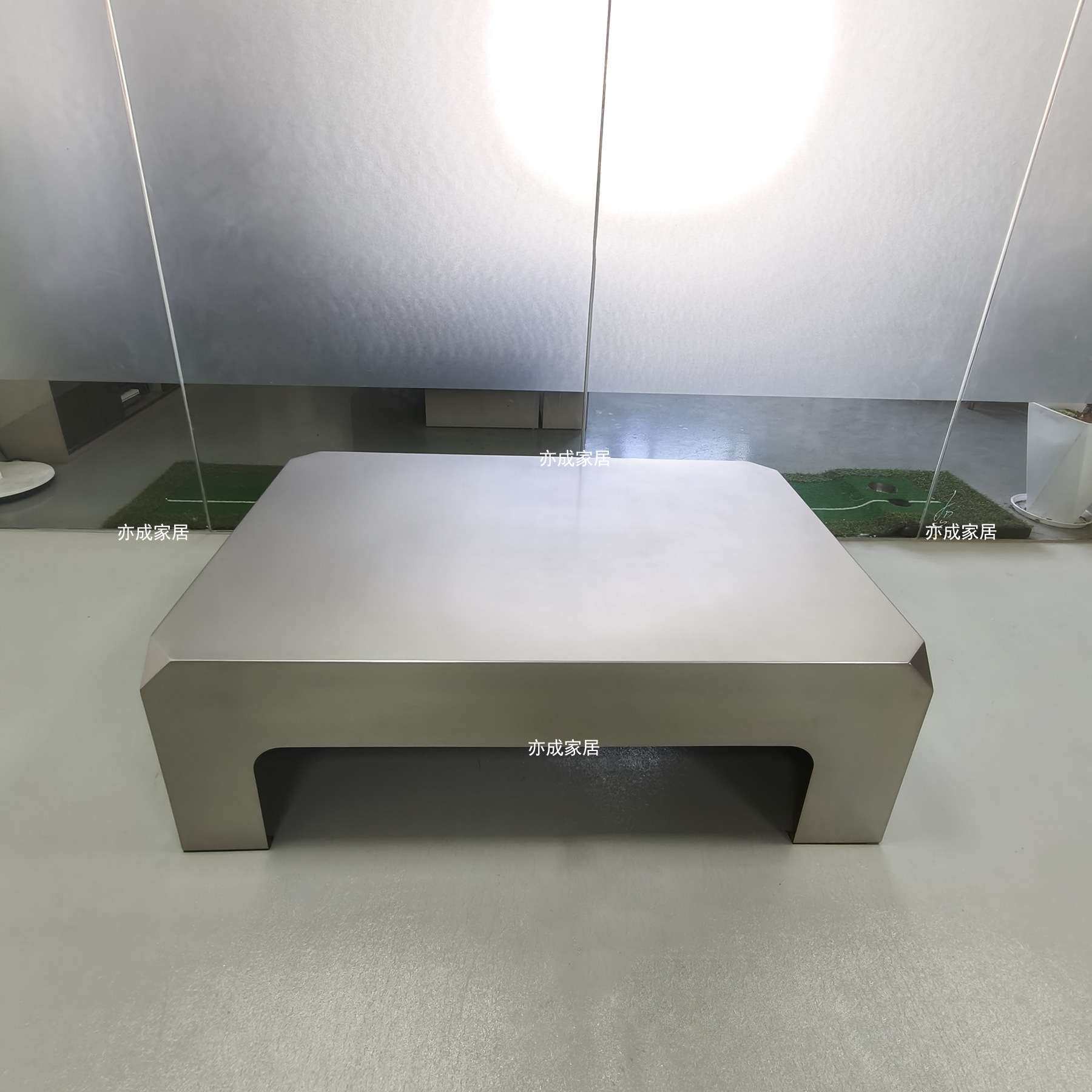北欧极简长方形不锈钢茶几别墅酒店样板房大平层创意轻奢茶几