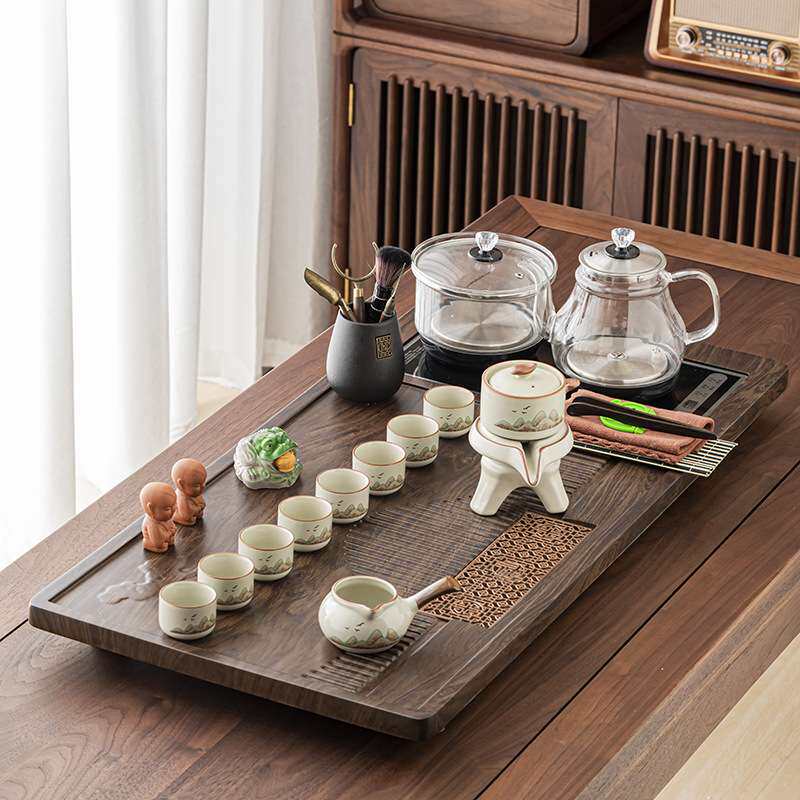 家用茶具套装全自动茶台茶盘底部上水玻璃养生壶功夫紫砂陶瓷一体