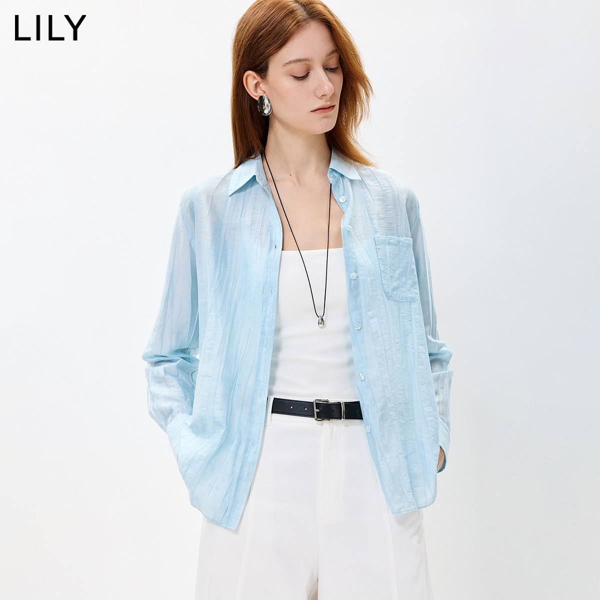 LILY秋新莱赛尔宽松长袖衬衫女