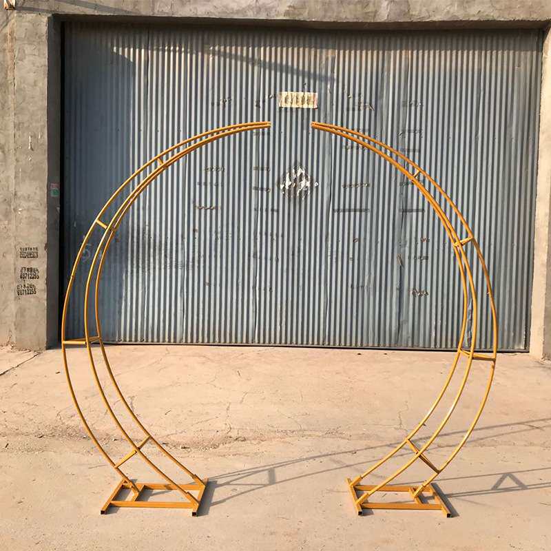 婚庆道具铁艺牛角门迎宾区舞台布置拱门主题婚礼装饰圆形拱门架子