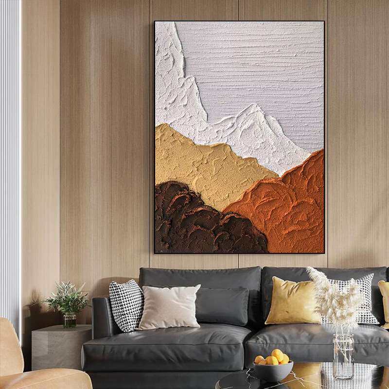 纯手绘油画橙色肌理客厅沙发墙装饰画抽象丙烯石英砂立体玄关挂画