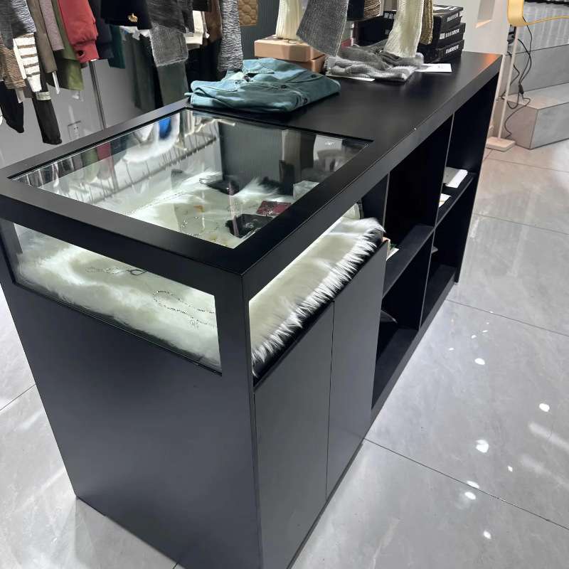 服装店收银台中岛台展示桌储物柜装饰品柜女装店铺展台陈列展示台图片