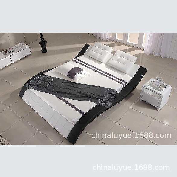 美式经典皮艺床现代简约床北欧主卧婚床欧式休闲大床个性软床黑白