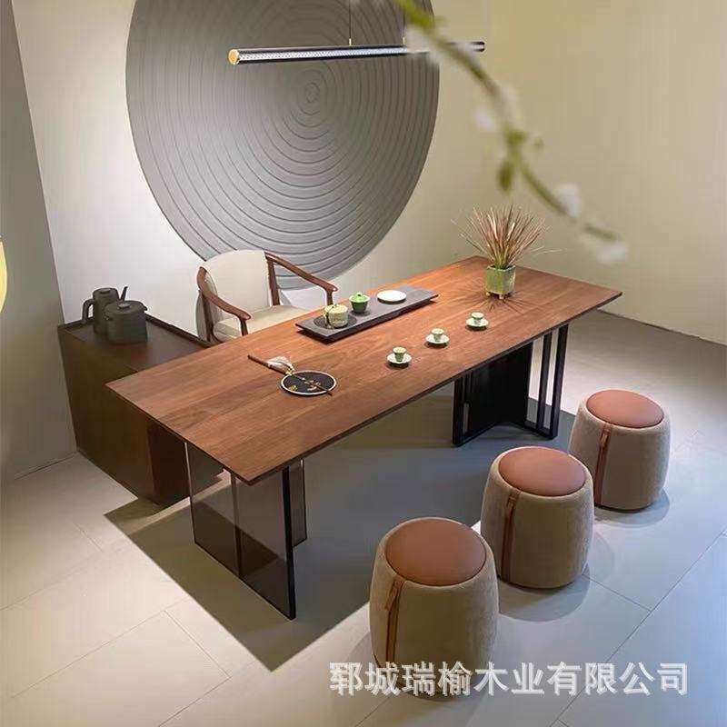 复古黑胡桃色老榆木原木大板桌面整板风化实木吧台板踏步地板装饰