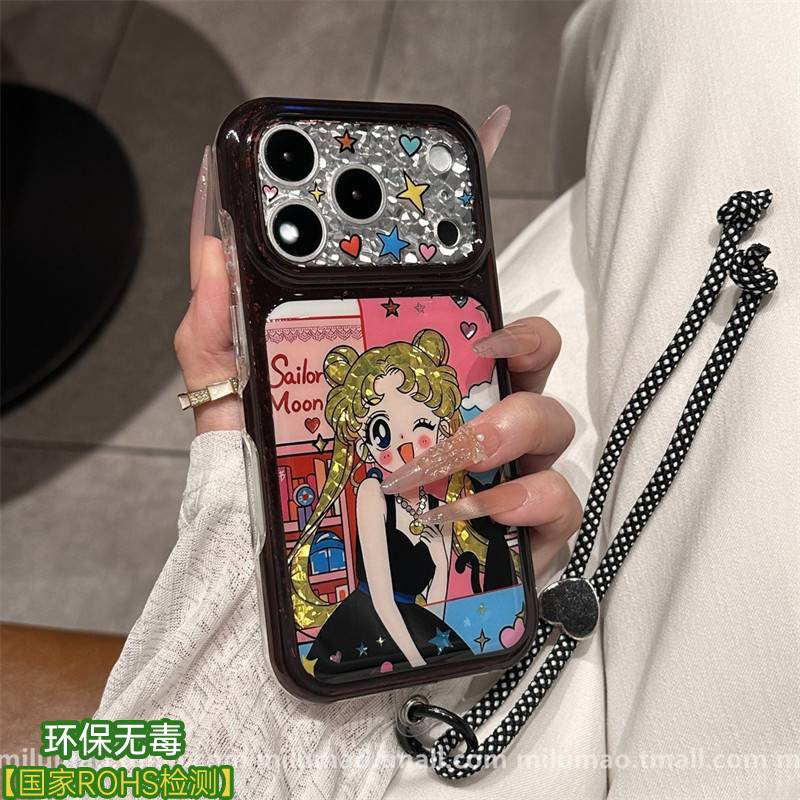 美少女黑猫适用苹果17promax手机壳iPhone18pro新款高级感16网红15plus钻石纹14P超好看13可爱12卡通11防摔兴