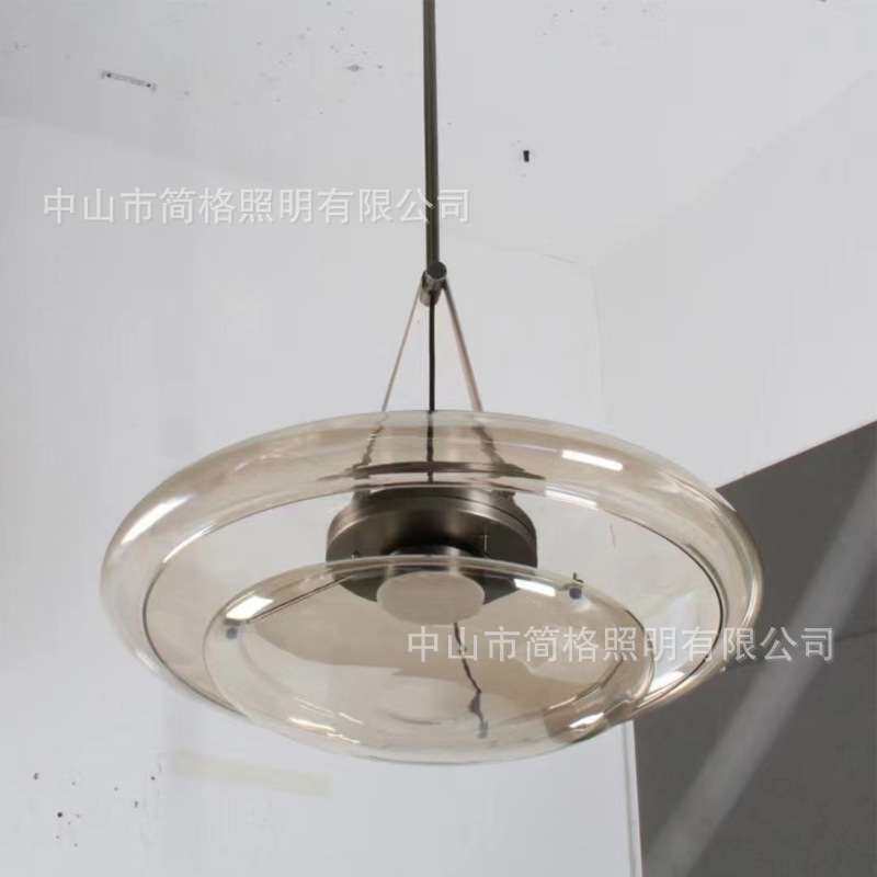 后现代北欧餐厅玻璃吊灯不锈钢设计师样板房餐桌吧台创意可调节灯