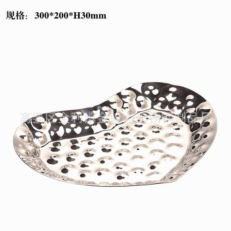 创意个性高档不锈钢锤印心形果盘自助餐刺身拼盘寿司点心盘水果盘