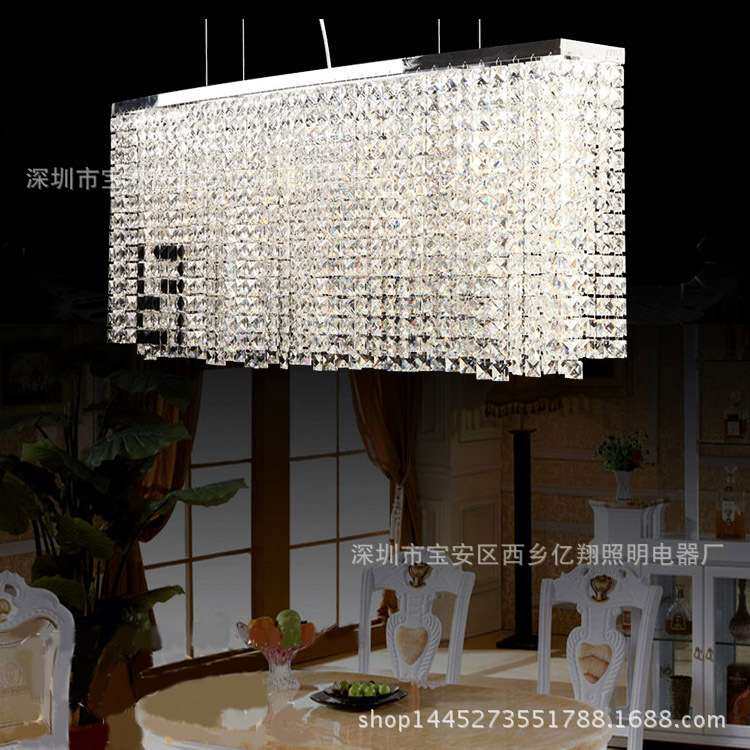北欧长方形水晶艺术创意吊灯 客厅餐厅吧台灯饰楼梯灯具led长吊灯