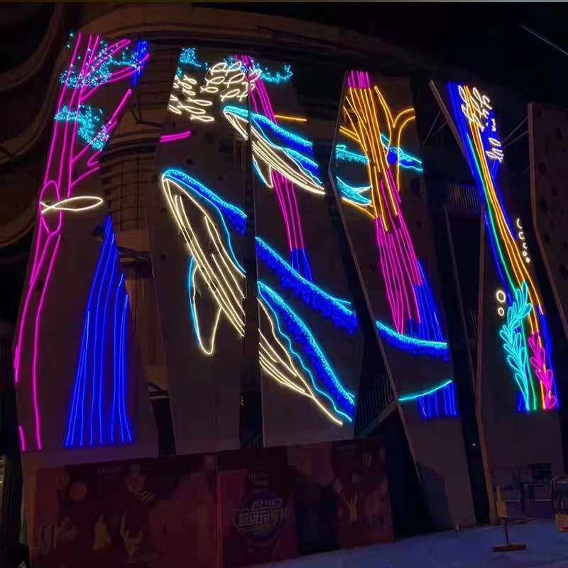 墙体灯饰画 幕墙LED灯光美陈防水装饰画商超广场外墙主题装饰亮化