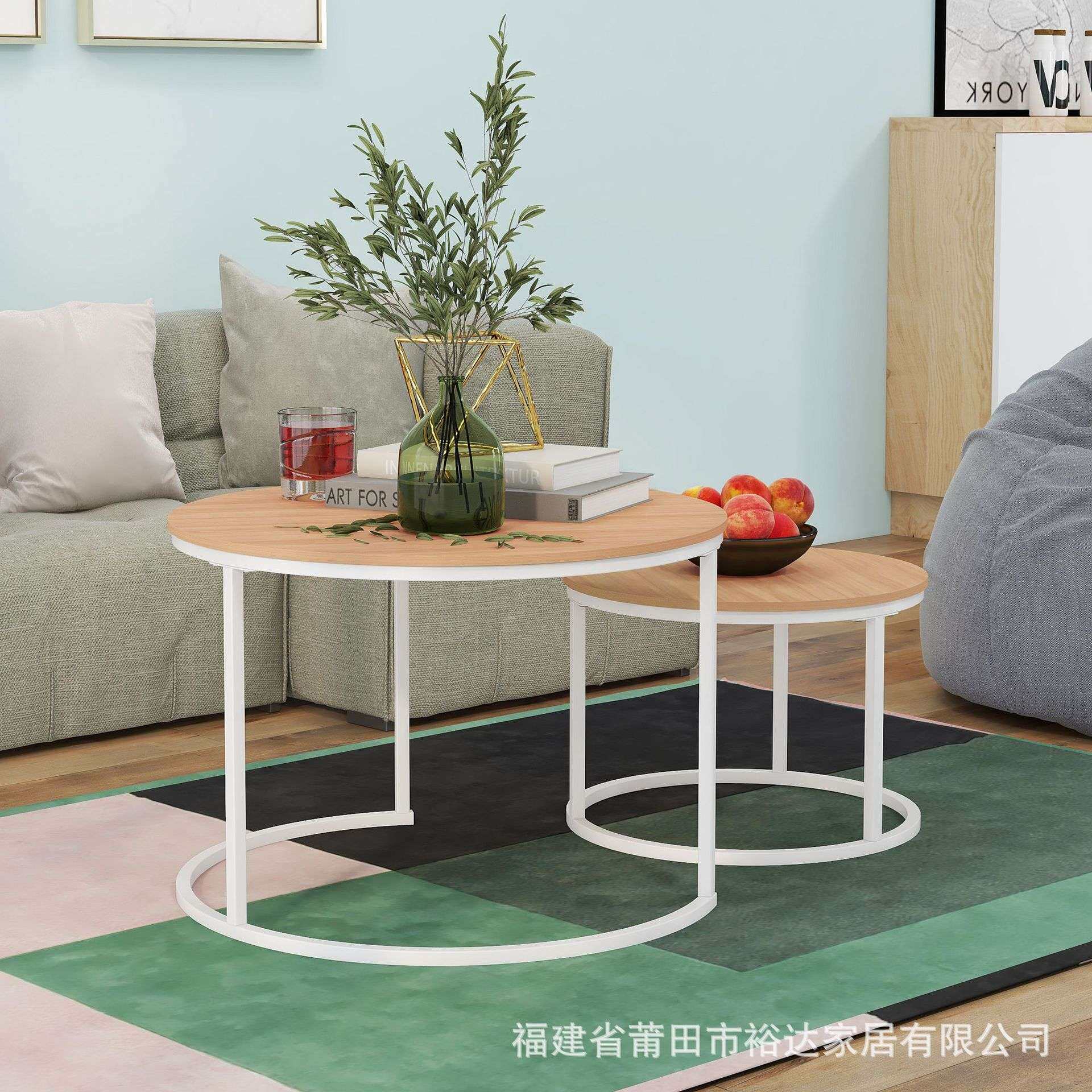 北欧简约钢木茶几 客厅沙发边角几 二合一多功能茶桌铁艺家具