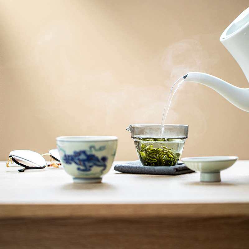 仿古青花陶瓷一壶一杯手抓壶快客杯户外便携旅行茶具一人饮小套装