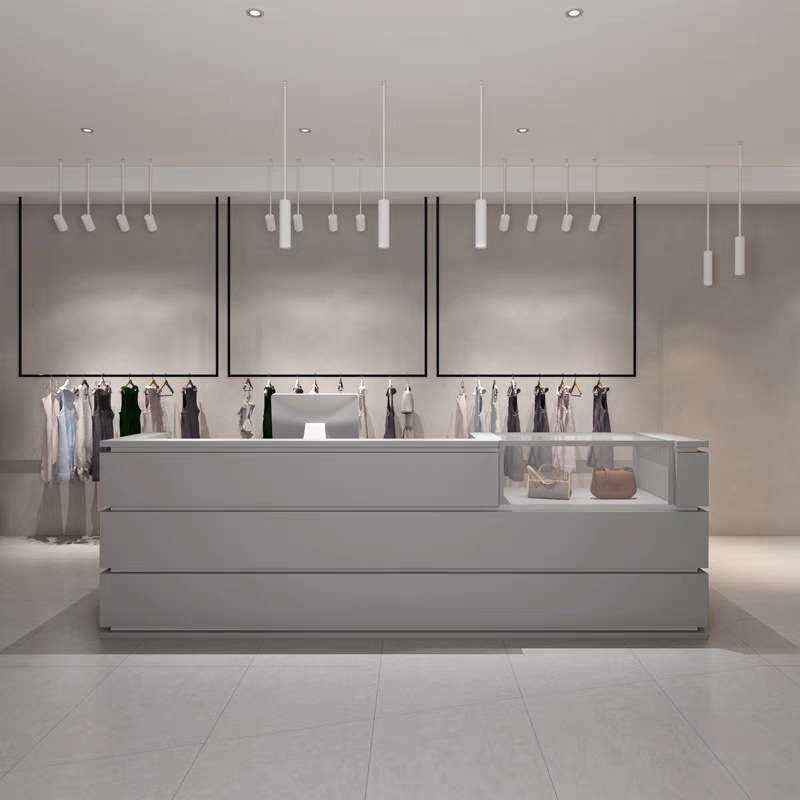SJN简约现代女装服装店吧台桌收银台店铺小型展示柜台前台接待台