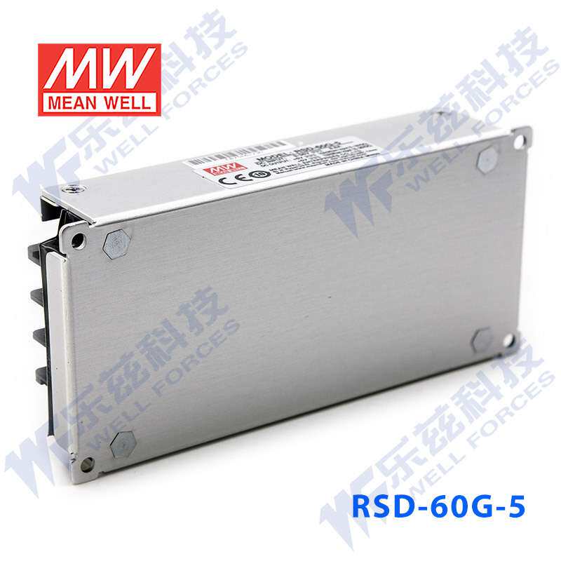 明纬12/24V变5V电源60W RSD-60G-5 4:1宽输入DC转换铁路ITE安规