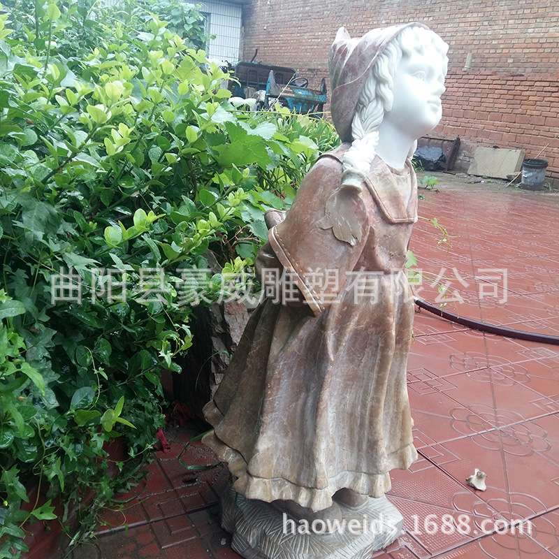 供应大理石拼接雕塑石雕彩人汉白玉欧式人物观赏石摆件欧式风
