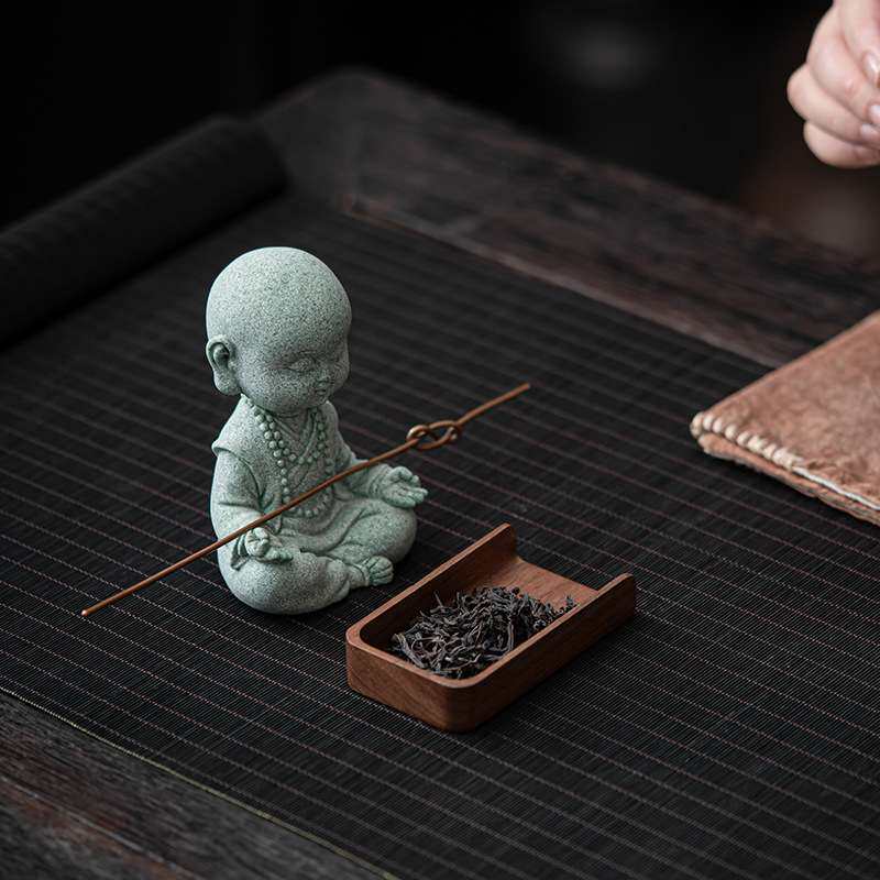 国风青砂石头小如来茶宠车载摆件创意可爱小和尚茶具茶道茶玩配件