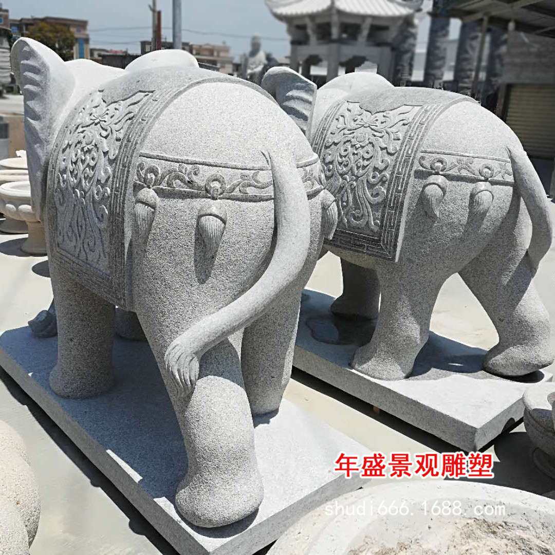 石雕大象晚霞红大象 厂家现货石象大象雕刻园林景观摆饰