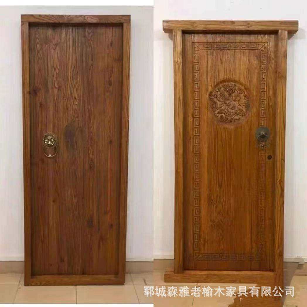 老榆木进户门别墅大门进户门中式院子实木大门民宿 实木门